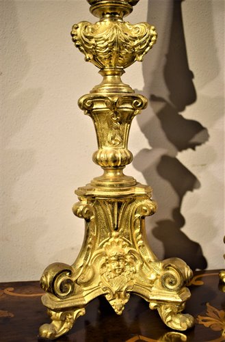 Coppia Candelabri  Luigi XV in bronzo dorato